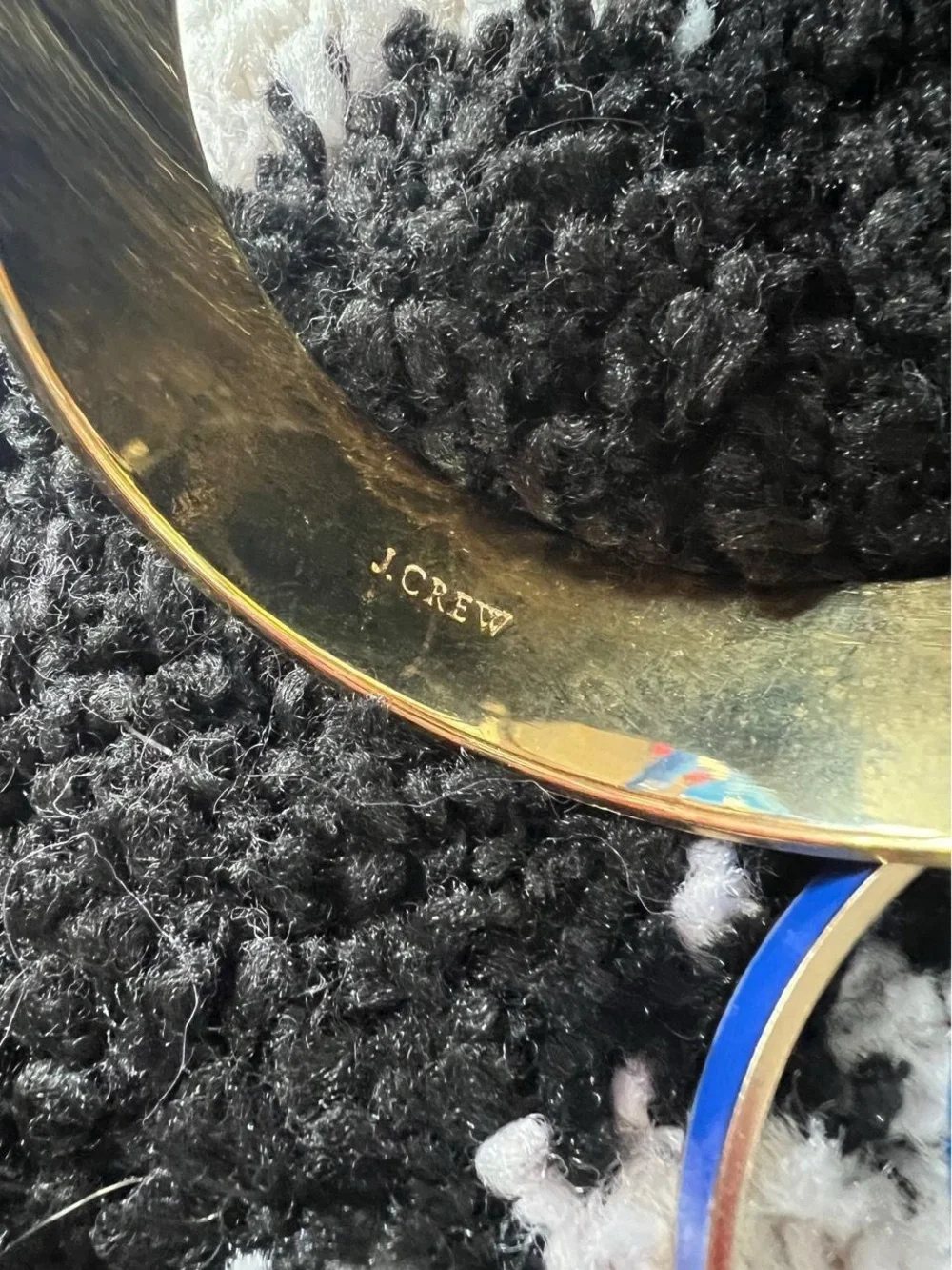 Ocean Blue enamel bangle bracelet set with gold accents